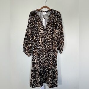 Leopard Print Long Sleeve Dress